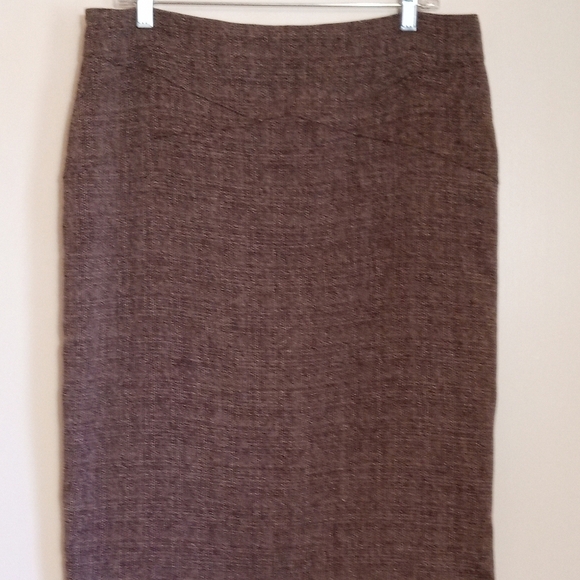 NY&CO 7th Ave Suiting Collection brown/tan lightweight tweed skirt - Picture 1 of 9